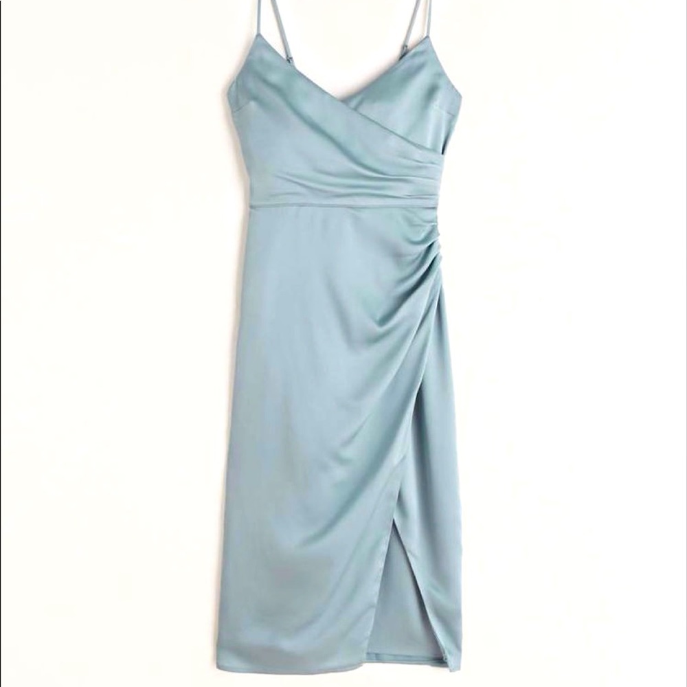 Abercrombie & Fitch Satin Wrap Midi Dress